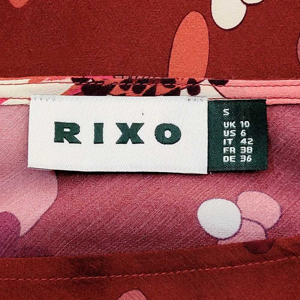 RIXO Ridley Red Pink Retro Floral Print Mini Dress Size 6 - Picture 8 of 12